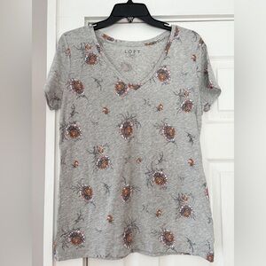 LOFT Gray Floral Women's Top‎